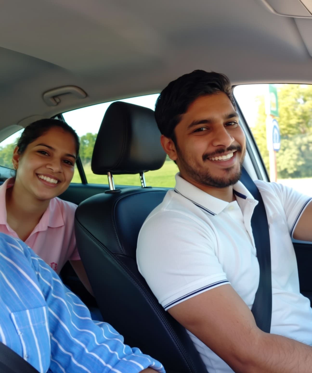 Happy Worky driver with passengers